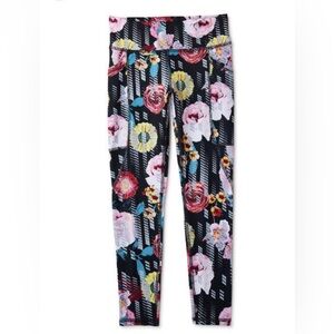 $4.   Athletic Works Girls Active Legging-Black Floral size 10-12